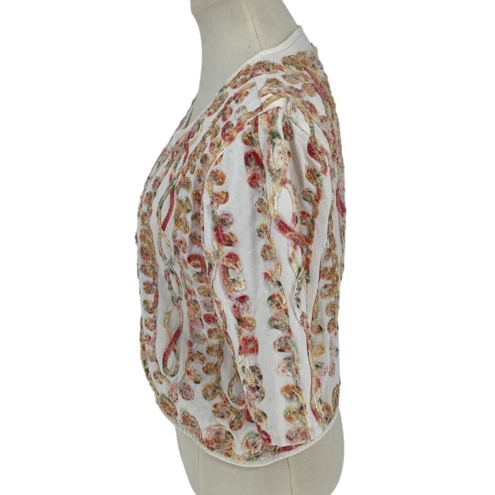 Life Style Petite Womens Embellished Cardigan Jacket Cotton Open Front Petite M - Picture 5 of 8